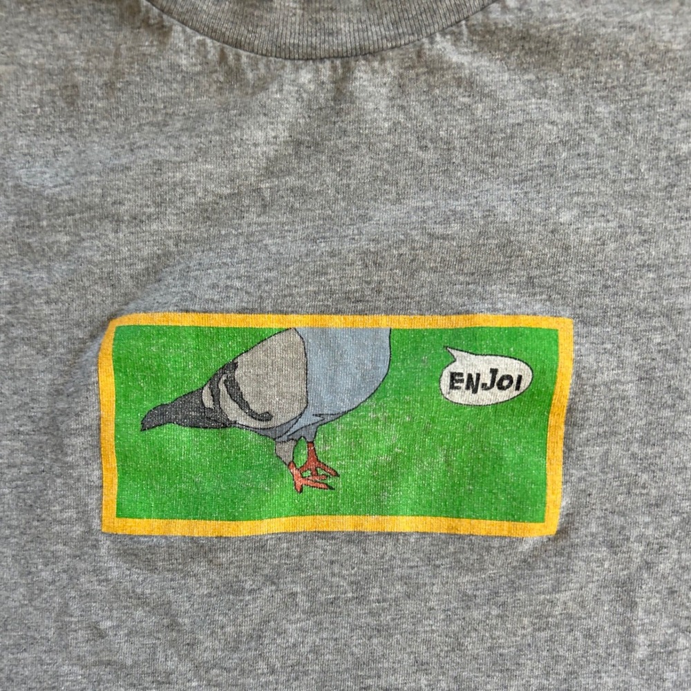 Y2K Vintage Enjoi Pigeon Graphic Skate T-Shirt Mens XL Heather Gray Short Sleeve